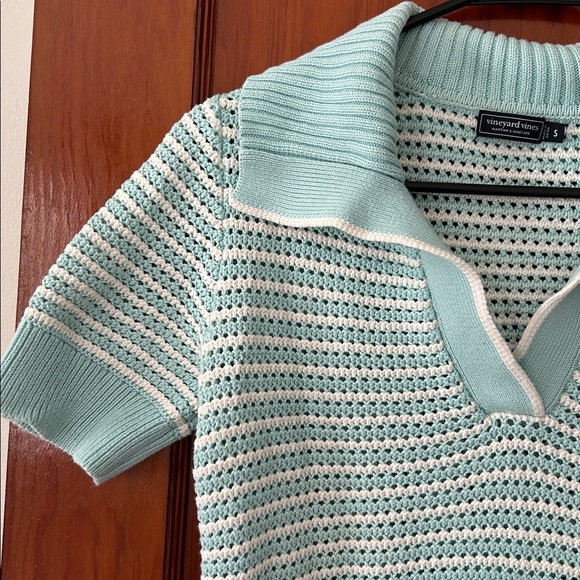 Vineyard Vines Light Blue and White Striped Sweater - Picture 3 of 5